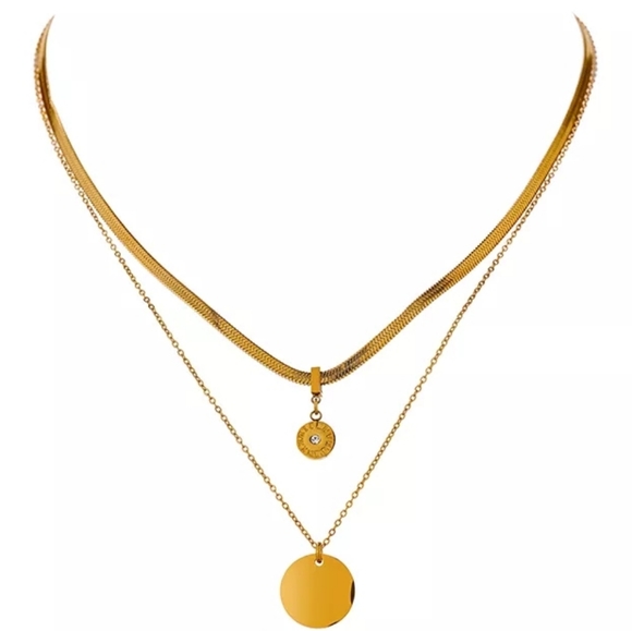 Stylish Roman Numeral Layered Necklace - Picture 4 of 5